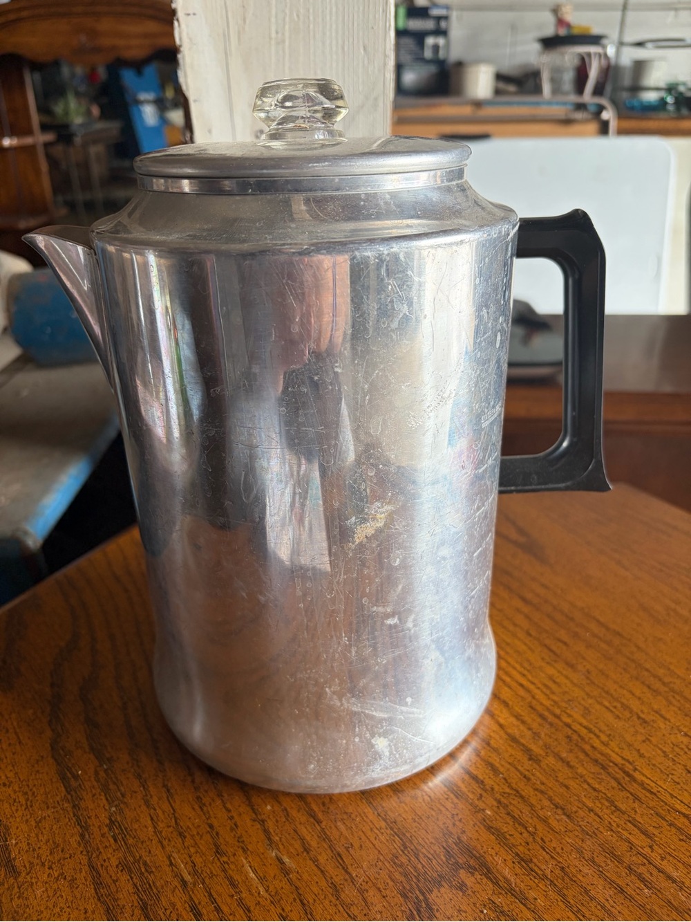 Aluminum Coffee Percolator with Black Handle - Silver